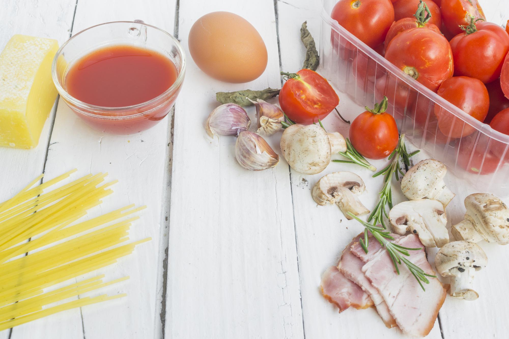 Bright kitchen counter with meal kit components